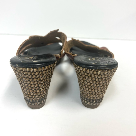 Spring Step Sandals Women 41 US 10 Leather Flower Wedges Red Black Gardenia Boho - Picture 4 of 11